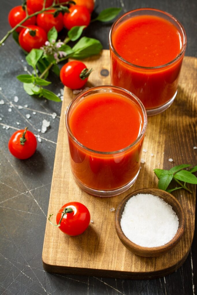 diet nutrition concept glasses with tomato juice