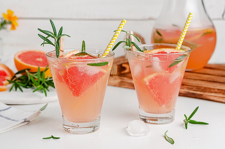 grapefruit cocktails on white background healthy